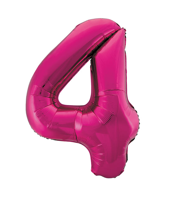 4 Year Figure Balloon Fuchsia Empty 86cm
