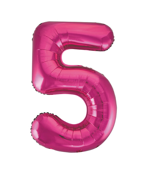 5 Year Figure Balloon Fuchsia Empty 86cm