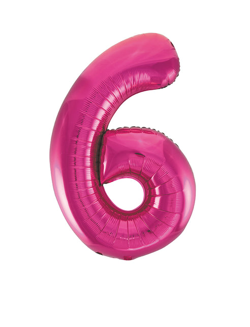 6 Year Figure Balloon Fuchsia Empty 86cm