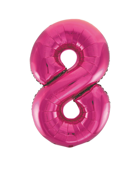 8 Year Figure Balloon Fuchsia Empty 86cm
