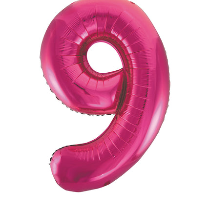 9 Year Figure Balloon Fuchsia Empty 86cm