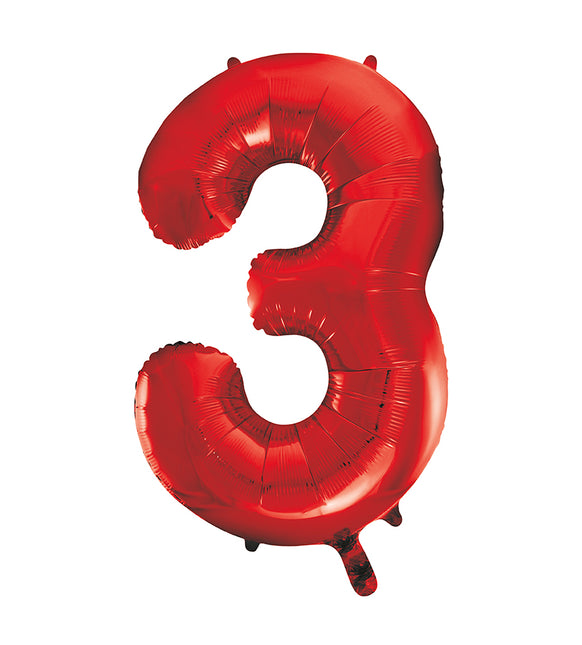 3 Year Figure Balloon Red Empty 86cm