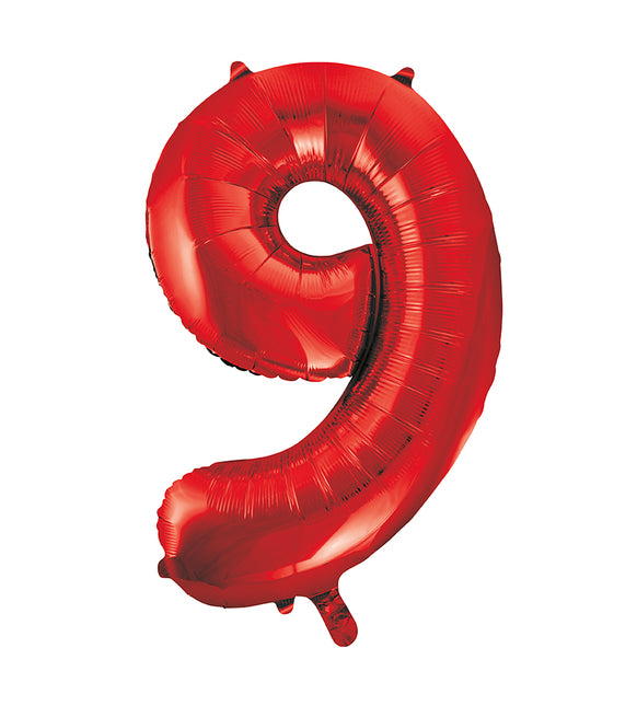9 Year Figure Balloon Red Empty 86cm