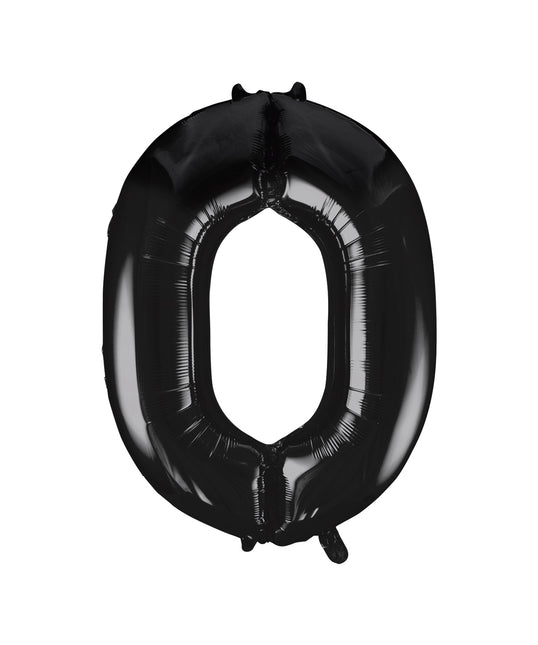 0 Year Figure Balloon Black Empty 86cm