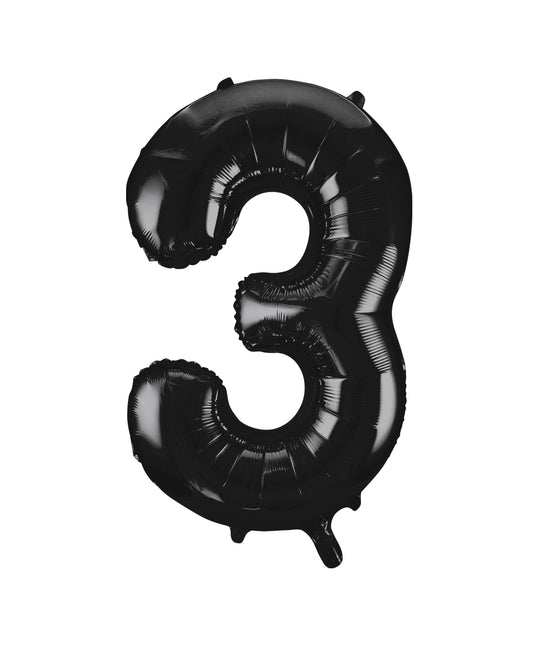 3 Year Figure Balloon Black Empty 86cm