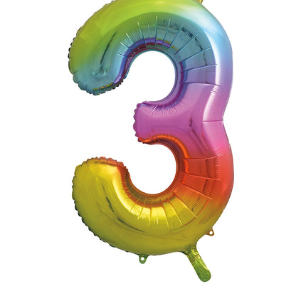 3 Year Figure Balloon Rainbow Empty 86cm