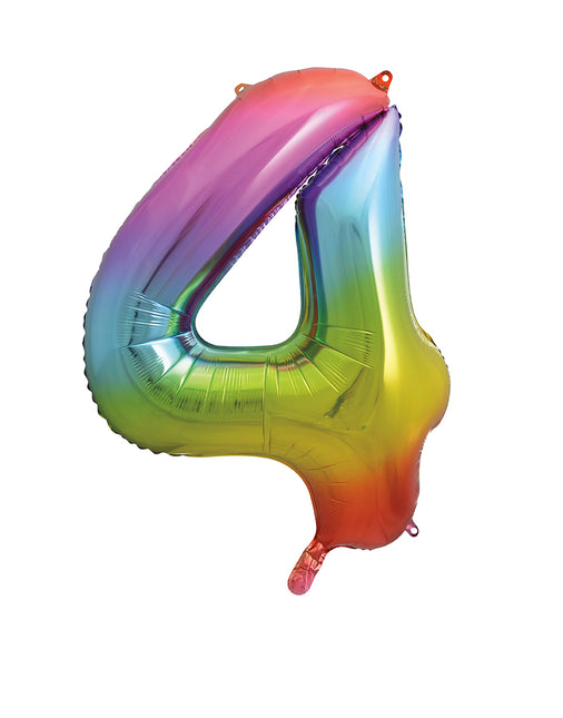 4 Year Figure Balloon Rainbow Empty 86cm