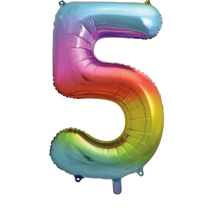 5 Year Figure Balloon Rainbow Empty 86cm