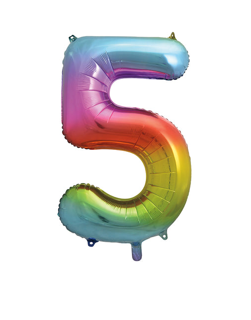 5 Year Figure Balloon Rainbow Empty 86cm