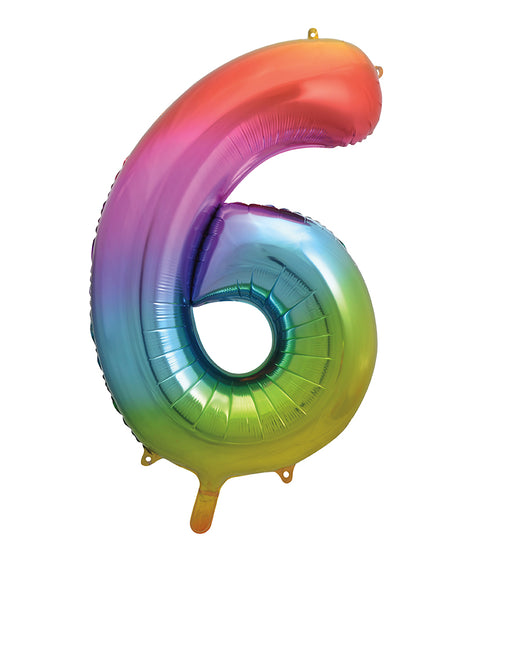 6 Year Figure Balloon Rainbow Empty 86cm