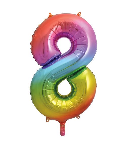 8 Year Figure Balloon Rainbow Empty 86cm