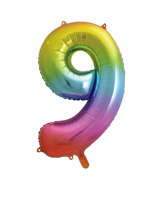 9 Year Figure Balloon Rainbow Empty 86cm