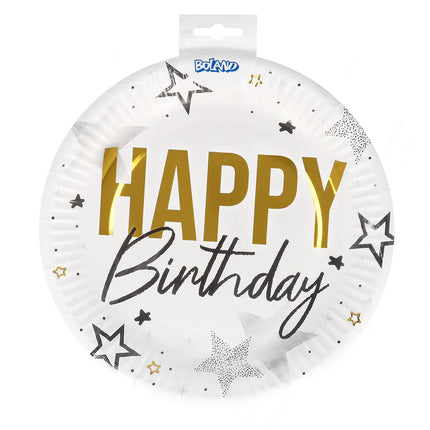 Lot de 8 assiettes en papier « Happy birthday » (Ø 23 cm)