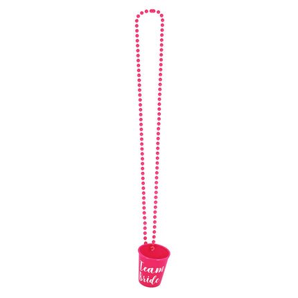 Collier avec un petit verre à shot « Team bride »