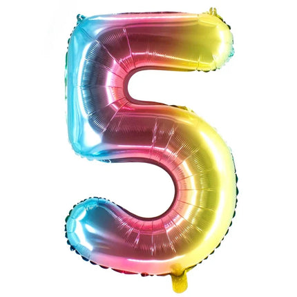Ballon « 5 ans » arc-en-ciel, vierge, 1 m