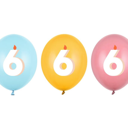 6 Jaar Ballonnen 30cm 50st van Partydeco koop je bij Partywinkel