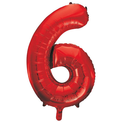 6 Jaar Cijfer Ballon Rood Leeg 86cm van Unique koop je bij Partywinkel