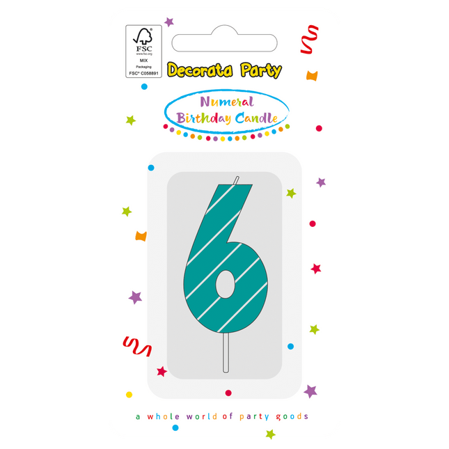 6 Jaar Kaars Lichtblauw van Procos koop je bij Partywinkel