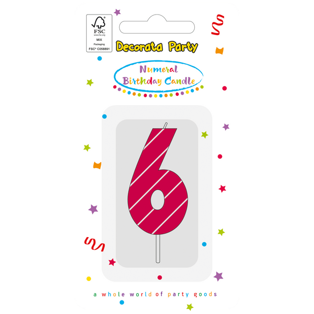 6 Jaar Kaars Roze van Procos koop je bij Partywinkel