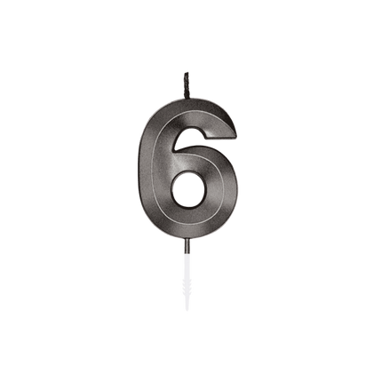 6 Jaar Kaars Zwart Metallic 6cm van WeFiesta koop je bij Partywinkel