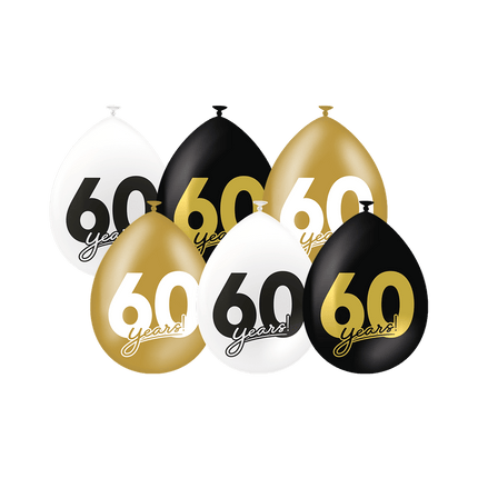 60 Jaar Ballonnen 30cm 6st - Partywinkel - 8716764241444