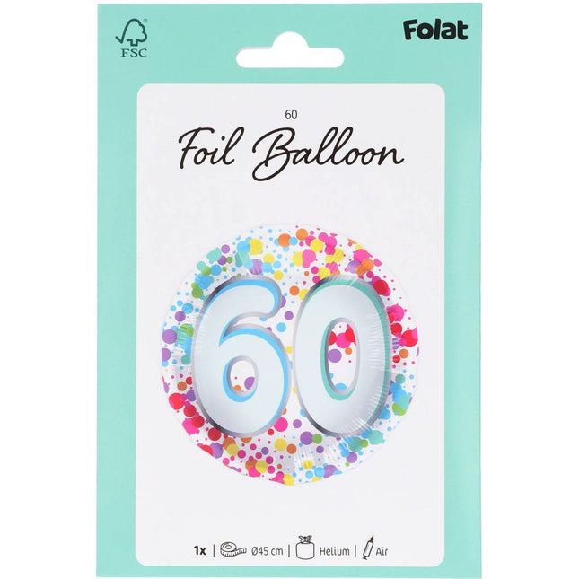 60 Jaar Helium Ballon Leeg 45cm van Folat koop je bij Partywinkel