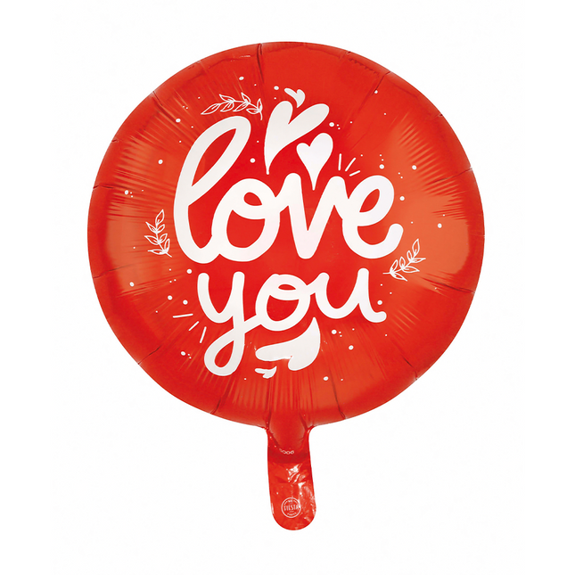 Love You Helium Ballon Rood Leeg 45cm