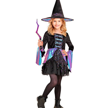 Costume de sorcière enfant noir multicolore