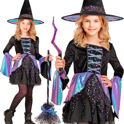 Costume de sorcière enfant noir multicolore