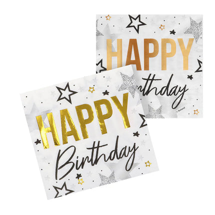 Lot de 20 serviettes en papier « Happy birthday » (33 x 33 cm)