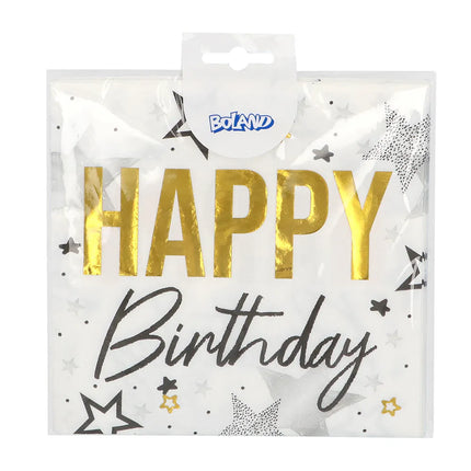 Lot de 20 serviettes en papier « Happy birthday » (33 x 33 cm)