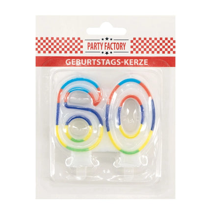 Bougie « 60 ans » avec bord coloré, 7 cm