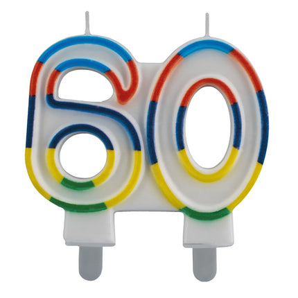 Bougie « 60 ans » avec bord coloré, 7 cm
