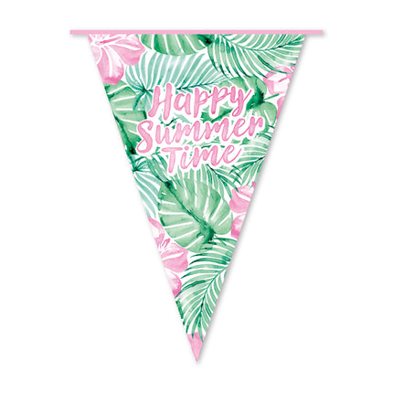Guirlande Hawaii verte et rose « Happy Summer Time » 10 m