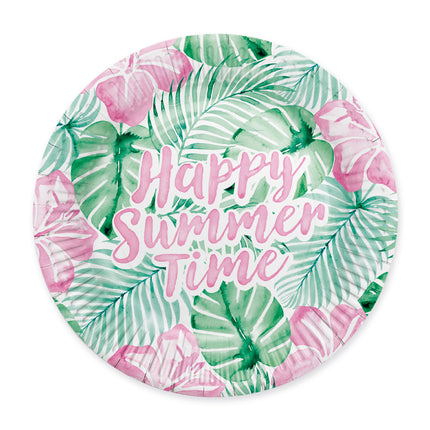 Plaques vertes et roses « Happy Summer Time » 23 cm