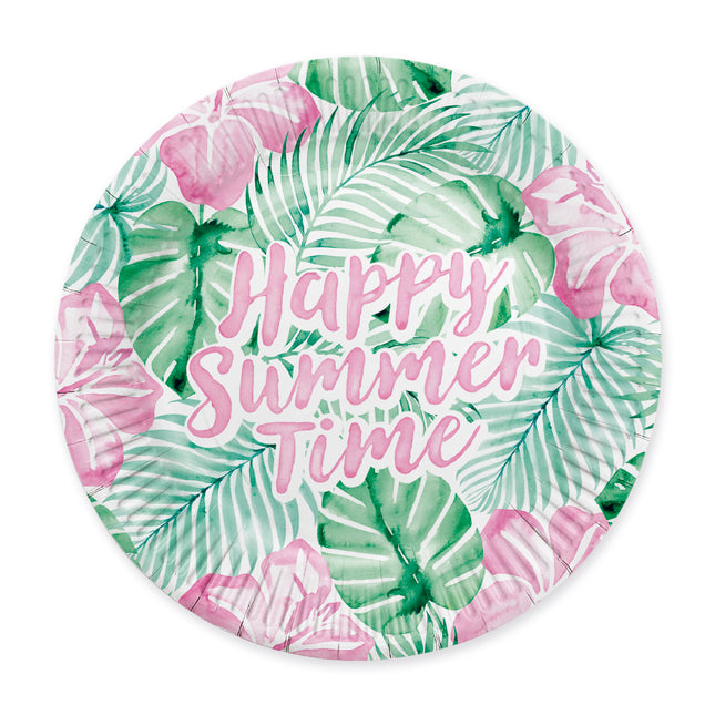 Plaques vertes et roses « Happy Summer Time » 23 cm