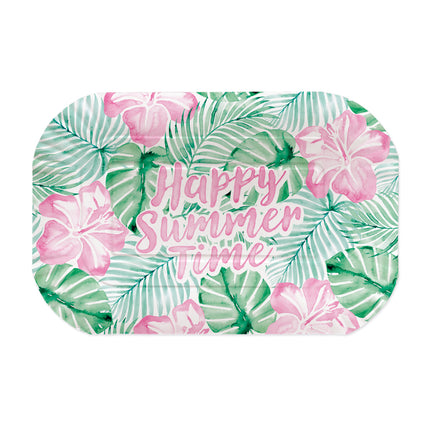 Plat de service vert et rose « Happy Summer Time », lot de 2