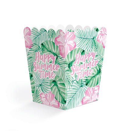 Petits bacs à snacks vert et rose « Happy Summer Time » 6 cm, lot de 8