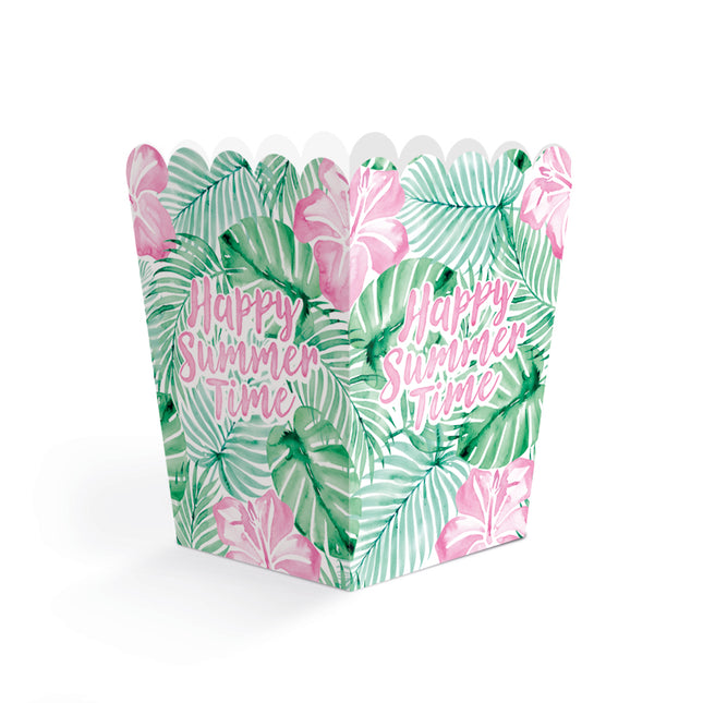Petits bacs à snacks vert et rose « Happy Summer Time » 6 cm, lot de 8