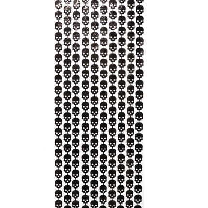 Rideau de porte d'Halloween noir avec des crânes, 2 m