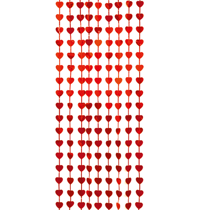 Rideau de porte à cœurs, rouge, 2 m