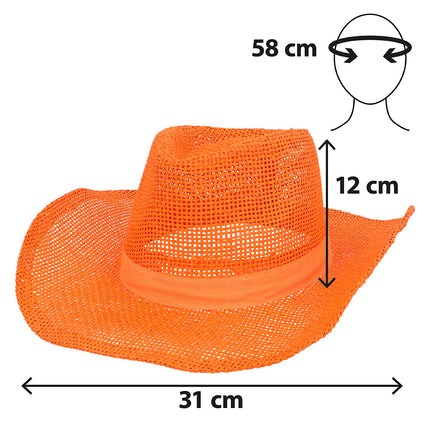 Chapeau de paille de cow-boy orange