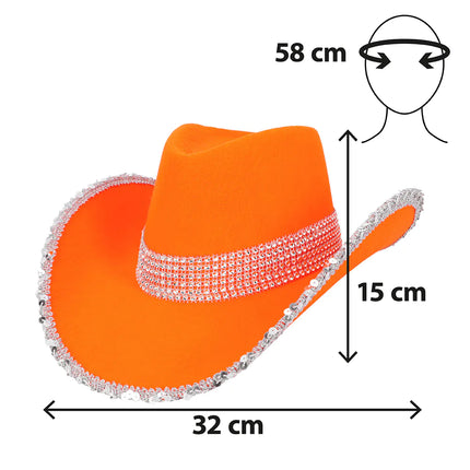 Chapeau de cowboy Orange Uv Blacklight