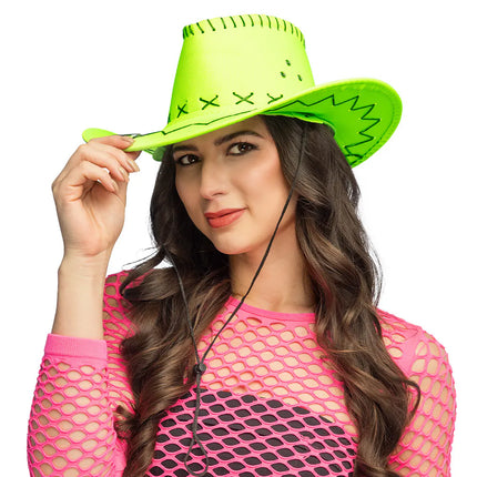 Chapeau de cowboy Savanne vert fluo UV