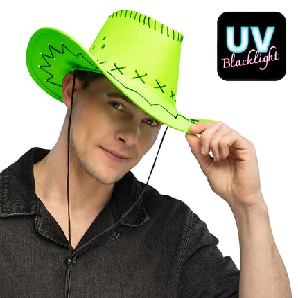 Chapeau de cowboy Savanne vert fluo UV