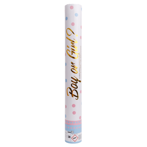Cannon à confettis bleu clair 40 cm pour la révélation du sexe de l'enfant