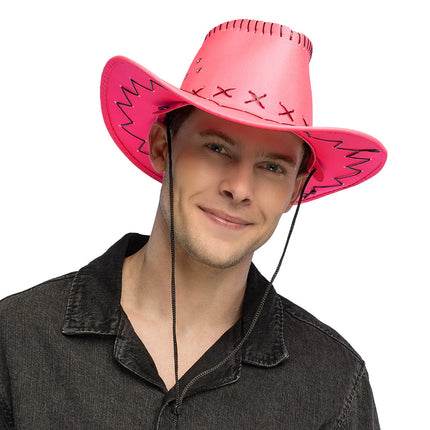 Chapeau de cowboy Savanne rose fluo UV