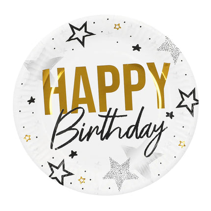 Set de table « Happy birthday » (6 assiettes, 6 gobelets, 12 serviettes)