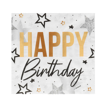 Set de table « Happy birthday » (6 assiettes, 6 gobelets, 12 serviettes)