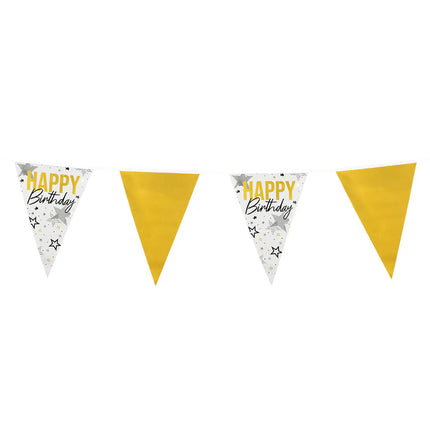 Guirlande de drapeaux en plastique « Happy birthday » (30 x 20 cm, 6 m)